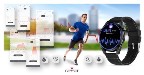 SMARTWATCH GIEWONT VERTEX SMARTCALL GW450-2 CARBON/CARBON LEATHER SMARTWATCH GIEWONT VERTEX SMARTCALL GW450-2 CARBON/CARBON LEATHER