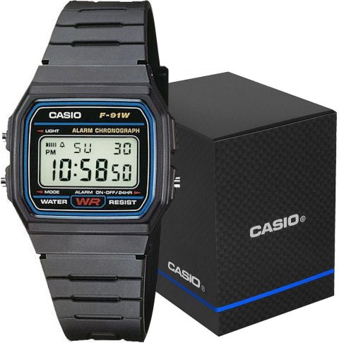 ZEGAREK MĘSKI CASIO F-91W-1YEG + BOX ZEGAREK MĘSKI CASIO F-91W-1YEG + BOX