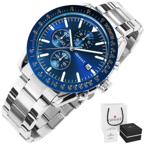 ZEGAREK MĘSKI GIEWONT PRIMECHRONO GW8620-2 CHRONOGRAF SILVER/BLUE ZEGAREK MĘSKI GIEWONT PRIMECHRONO GW8620-2 CHRONOGRAF SILVER/BLUE