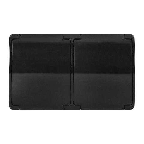 Gniazdo podwójne 2x2P+Z AQUATIC, IP44, czarne Gniazdo podwójne 2x2P+Z AQUATIC, IP44, czarne