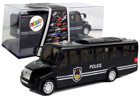 Autobus Policja Czarny z Napędem Frykcyjnym Na Baterie Dźwięk Autobus Policja Czarny z Napędem Frykcyjnym Na Baterie Dźwięk