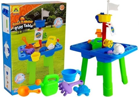 Stolik Piaskownica Foremki do Piasku Łopatki Konewka Stolik Piaskownica Foremki do Piasku Łopatki Konewka