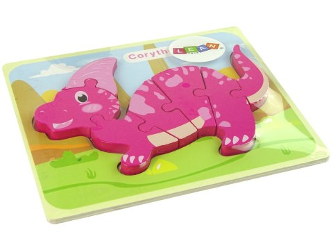 Drewniane Puzzle Dinozaur Corythosaurus Różowy Spinosaurus Fioletowy Drewniane Puzzle Dinozaur Corythosaurus Różowy Spinosaurus Fioletowy
