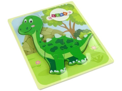 Drewniane Puzzle Dinozaur Isanosaurus Tyranosaurus Zielony Drewniane Puzzle Dinozaur Isanosaurus Tyranosaurus Zielony