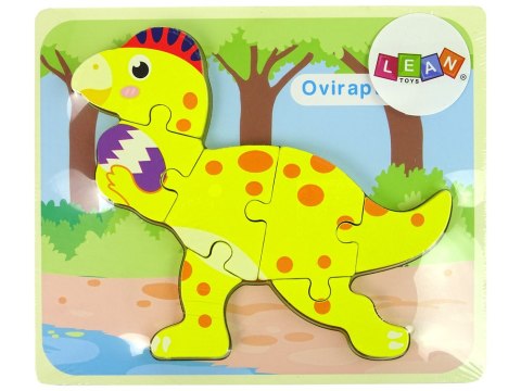 Drewniane Puzzle Dinozaur Stegosaurus Żółty Oviraptor Żółty Drewniane Puzzle Dinozaur Stegosaurus Żółty Oviraptor Żółty