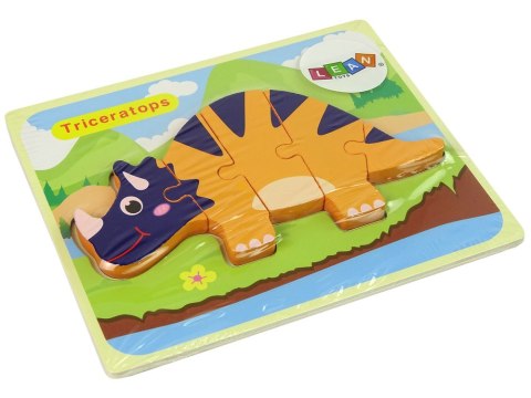 Drewniane Puzzle Dinozaury Triceratops Ankylosaurus Pomarańczowy Drewniane Puzzle Dinozaury Triceratops Ankylosaurus Pomarańczowy