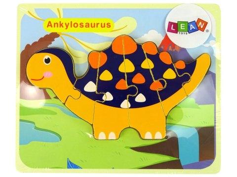 Drewniane Puzzle Dinozaury Triceratops Ankylosaurus Pomarańczowy Drewniane Puzzle Dinozaury Triceratops Ankylosaurus Pomarańczowy