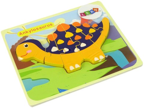 Drewniane Puzzle Dinozaury Triceratops Ankylosaurus Pomarańczowy Drewniane Puzzle Dinozaury Triceratops Ankylosaurus Pomarańczowy