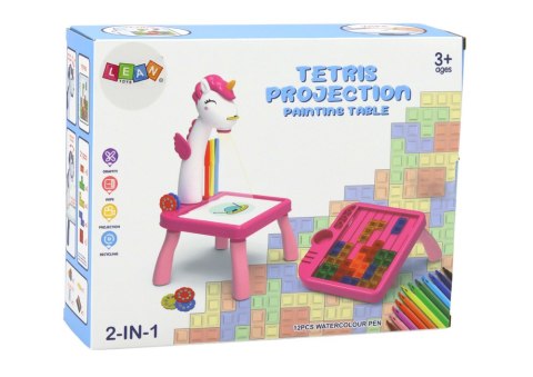 Mini Projektor Stolik Tetris 2w1 Jednorożec Niebieski Mini Projektor Stolik Tetris 2w1 Jednorożec Niebieski