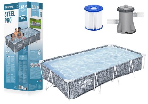 Basen Stelażowy 366 x 201 x 66 cm Bestway 561FV Basen Stelażowy 366 x 201 x 66 cm Bestway 561FV