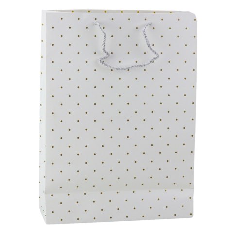 Torba Prezentowa Klasyczna W Złote Kropki 41 x 30 x 12 cm Torba Prezentowa Klasyczna W Złote Kropki 41 x 30 x 12 cm