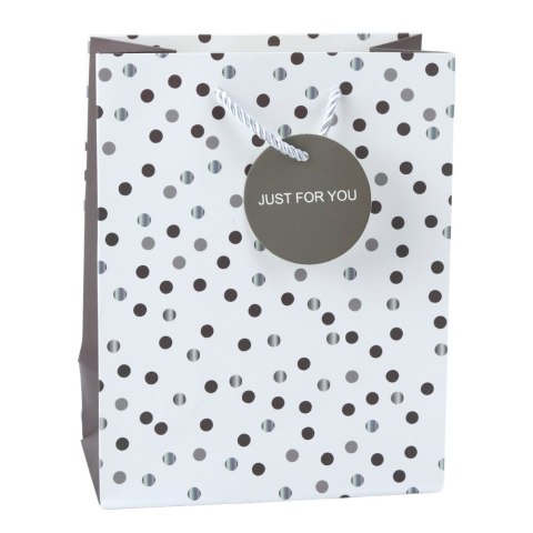 Torba Prezentowa Z Kropkami Napis Just For You 23 x 18 x 10,5 cm Torba Prezentowa Z Kropkami Napis Just For You 23 x 18 x 10,5 cm