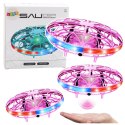 Dron UFO Sterowany Ręką RC Światła LED Różowy