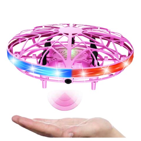 Dron UFO Sterowany Ręką RC Światła LED Różowy Dron UFO Sterowany Ręką RC Światła LED Różowy
