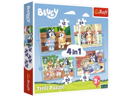 Puzzle - 4w1 (12, 15, 20, 24) - Bluey i jego świat Trefl 34637 Puzzle - 4w1 (12, 15, 20, 24) - Bluey i jego świat Trefl 34637
