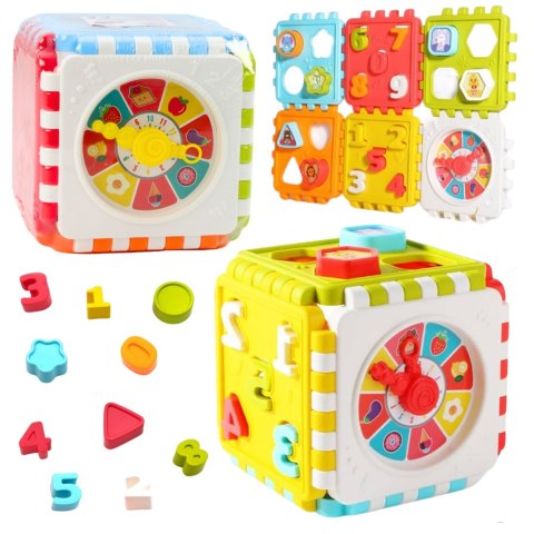 Kostka Edukacyjna Sorter Cyferki Wzory Zegar Kolorowa Kostka Edukacyjna Sorter Cyferki Wzory Zegar Kolorowa