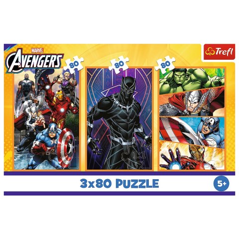 Puzzle - 3x80 - Dni pełne akcji - Disney Marvel The Avengers Trefl 34883 Puzzle - 3x80 - Dni pełne akcji - Disney Marvel The Avengers Trefl 34883