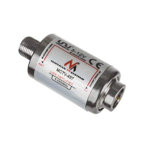 Wzmacniacz Maclean, Antenowy liniowy, Szerokopasmowy 5-2400 MHz, DVB-T/T2 20dB, 5-12V, MCTV-497