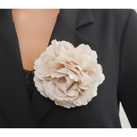 Broszka ozdobna, efektowna kwiat 15 x 15 cm kremowy BZ208