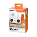 Gniazdo meblowe z uchwytem montażowym, ładowarką USB, 2 gniazda 2P+Z (Schuko), 2xUSB, przewód 3x1,5mm? - 1,4m, białe