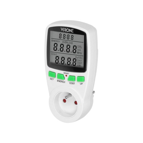 Jednotaryfowy watomierz, kalkulator energii z wyświetlaczem LCD, jedna taryfa, wbudowany akumulator Jednotaryfowy watomierz, kalkulator energii z wyświetlaczem LCD, jedna taryfa, wbudowany akumulator