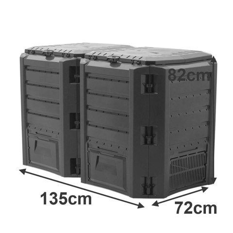 Kompostownik modułowy dwukomorowy 800L czarny Kompostownik modułowy dwukomorowy 800L czarny