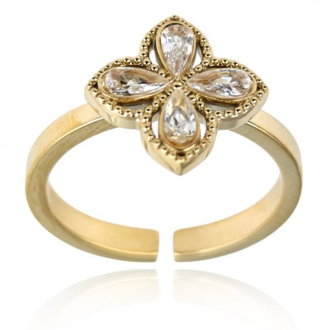 Pierścionek stal chirurgiczna platerowana złotem regulowany PST949