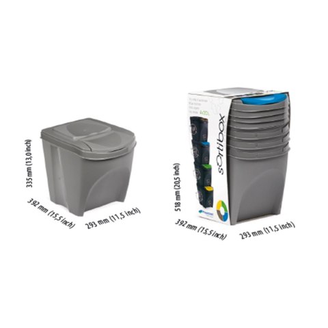 Zestaw koszy do segregacji Sortibox 4x25L szary Zestaw koszy do segregacji Sortibox 4x25L szary