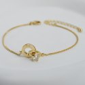Bransoletka na rękę stal chirurgiczna pozłacana 14k złotem, PIERŚCIONEK z cyrkonią BST1533