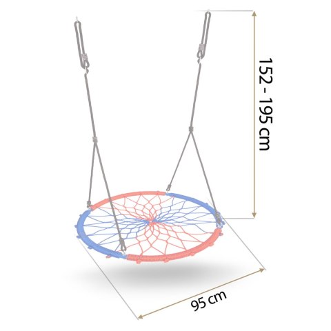 HUŚTAWKA BOCIANIE GNIAZDO SWINGO 95 CM NIEBIESKO-CZERWONA