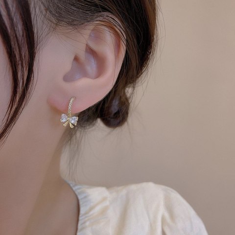 Kolczyki KOKARDKI ze stali szlachetnej pozłacanej 14k złotem z cyrkoniami KST3330