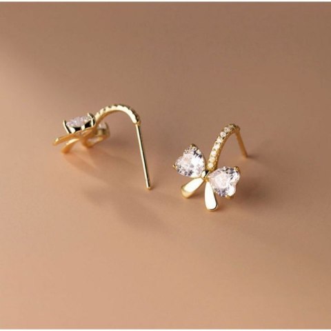 Kolczyki KOKARDKI ze stali szlachetnej pozłacanej 14k złotem z cyrkoniami KST3330