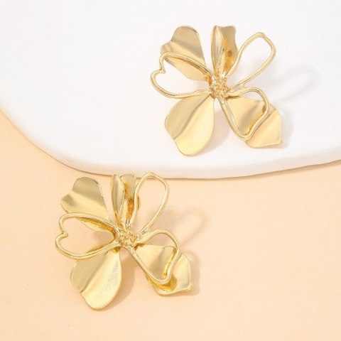 Kolczyki KWIATY ze stali szlachetnej platerowane 14k złotem, sztyft KST3399