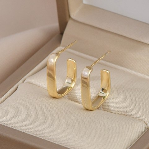 Kolczyki ze stali szlachetnej platerowane 14k złote, gładkie sztyft KST3343