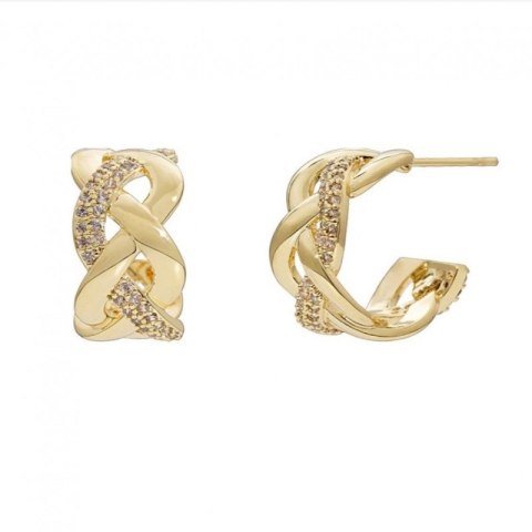 Kolczyki ze stali szlachetnej pozłacanej 14k złotem z cyrkoniami, sztyft KST3327