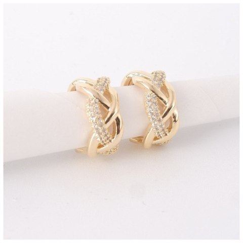 Kolczyki ze stali szlachetnej pozłacanej 14k złotem z cyrkoniami, sztyft KST3327