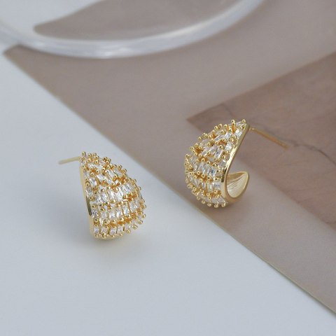 Kolczyki ze stali szlachetnej pozłacanej 14k złotem z cyrkoniami, sztyft KST3369