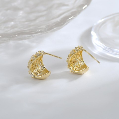 Kolczyki ze stali szlachetnej pozłacanej 14k złotem z cyrkoniami, sztyft KST3369