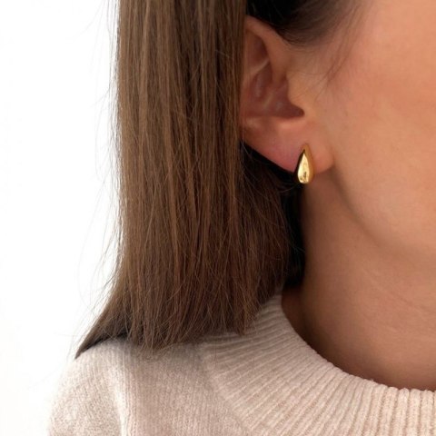 Kolczyki ze stali szlachetnej pozłacanej wkrętki 1,6 cm KROPLE KST3376