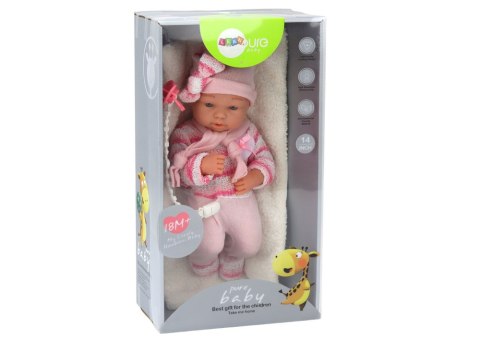 Lalka Bobas Sweterek w Paski Czapeczka Szalik Akcesoria Różowy Lalka Bobas Sweterek w Paski Czapeczka Szalik Akcesoria Różowy