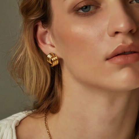 Kolczyki ze stali szlachetnej platerowane 14k złotem, sztyft KST3325