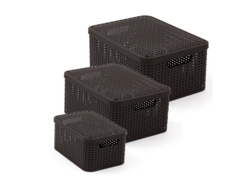 Koszyk z pokrywą Curver Rattan Style L ciemny brąz Koszyk z pokrywą Curver Rattan Style L ciemny brąz