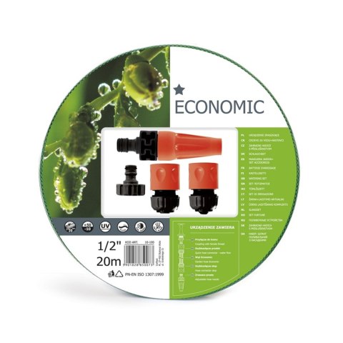 Zestaw ogrodowy 20m 1/2" z końcówkami Cellfast Economic Zestaw ogrodowy 20m 1/2" z końcówkami Cellfast Economic