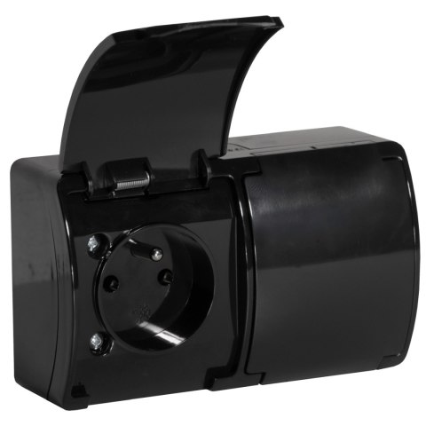 Gniazdo podwójne 2x2P+Z AQUATIC, IP44, czarne, 10 szt. Gniazdo podwójne 2x2P+Z AQUATIC, IP44, czarne, 10 szt.