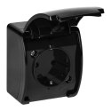 Gniazdo pojedyncze 2P+Z Schuko AQUATIC, IP44, czarne Gniazdo pojedyncze 2P+Z Schuko AQUATIC, IP44, czarne