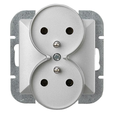 Gniazdo podwójne p/t 2x2P+Z Pearl, 16A, 250V, PT-6 P, srebrny Gniazdo podwójne p/t 2x2P+Z Pearl, 16A, 250V, PT-6 P, srebrny