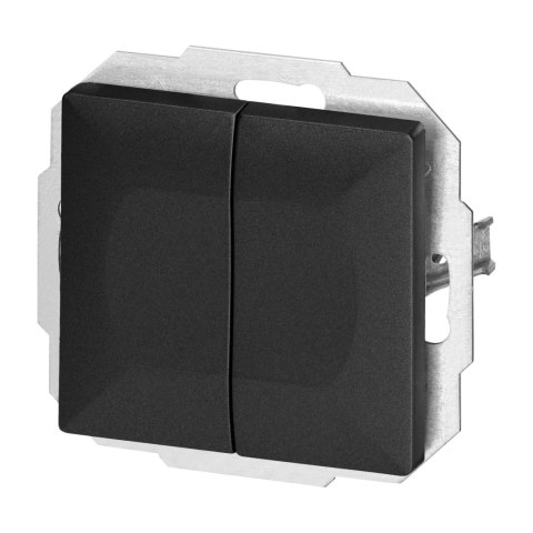 Łącznik p/t schodowy podwójny Pearl, 10A, 250V, WP-2/5P, czarny Łącznik p/t schodowy podwójny Pearl, 10A, 250V, WP-2/5P, czarny