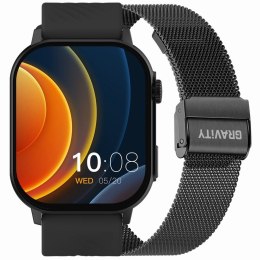 SMARTWATCH GRAVITY GT15-1 CZARNY PASEK SILIKONOWY + CZARNA BRANSOLETA