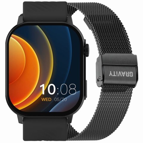 SMARTWATCH GRAVITY GT15-1 CZARNY PASEK SILIKONOWY + CZARNA BRANSOLETA SMARTWATCH GRAVITY GT15-1 CZARNY PASEK SILIKONOWY + CZARNA BRANSOLETA