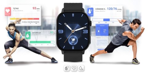SMARTWATCH GRAVITY GT15-1 CZARNY PASEK SILIKONOWY + CZARNA BRANSOLETA SMARTWATCH GRAVITY GT15-1 CZARNY PASEK SILIKONOWY + CZARNA BRANSOLETA